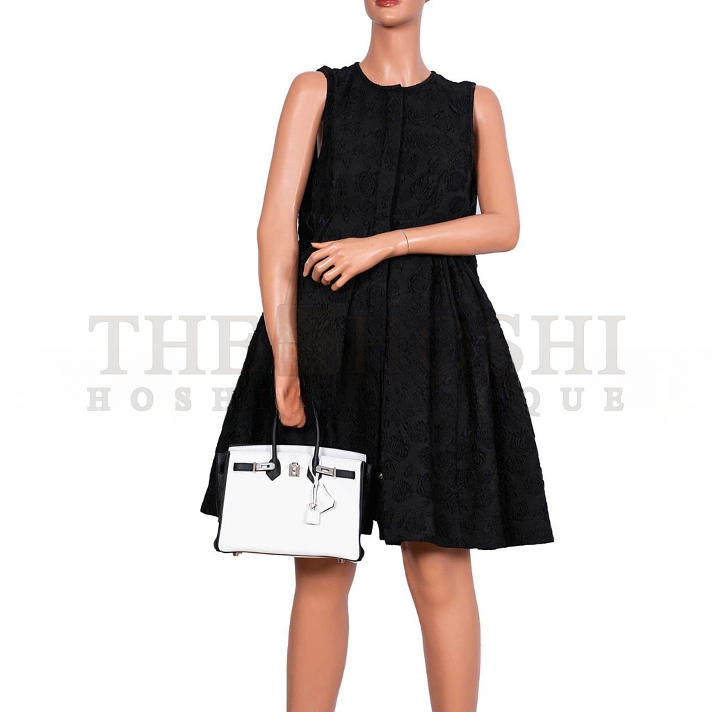 H**me5 BIRKIN 25 TOGO LEATHER BLACK AND WHITE SILVER BUCKLE BAG 1383601 (25*20*13cm) Master Quality